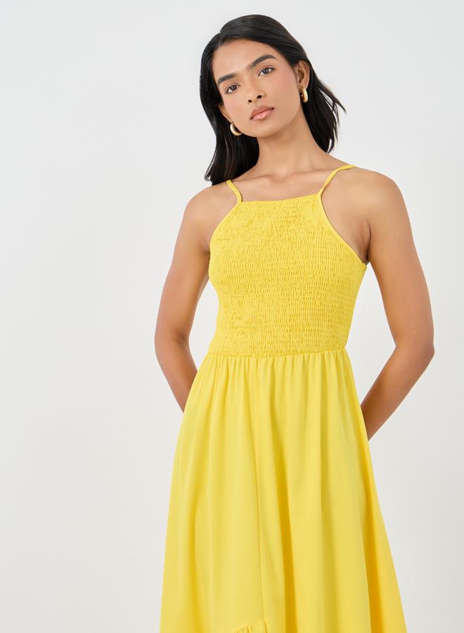 تايك تو فستان ميدي - بكشكشة وحافة مكشكشة بتفاصيل سموكينج صلبة - Image 3