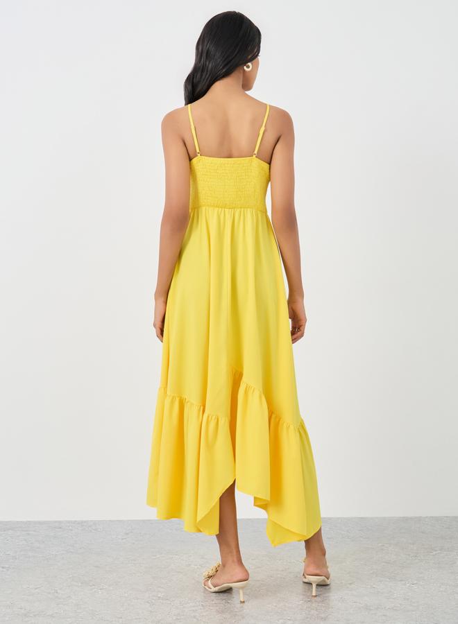 تايك تو فستان ميدي - بكشكشة وحافة مكشكشة بتفاصيل سموكينج صلبة - Image 5