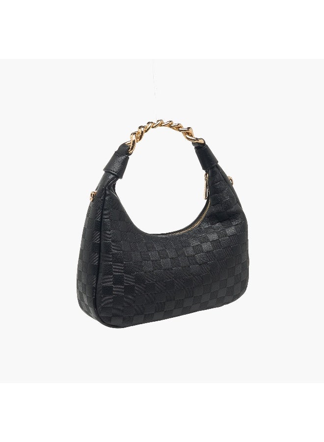 Bessie London Checked Hobo Bag with Detachable Strap - Image 5