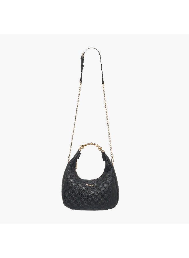 Bessie London Checked Hobo Bag with Detachable Strap - Image 3