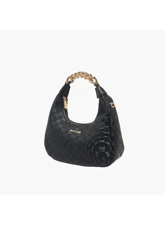 Bessie London Checked Hobo Bag with Detachable Strap - Image 4