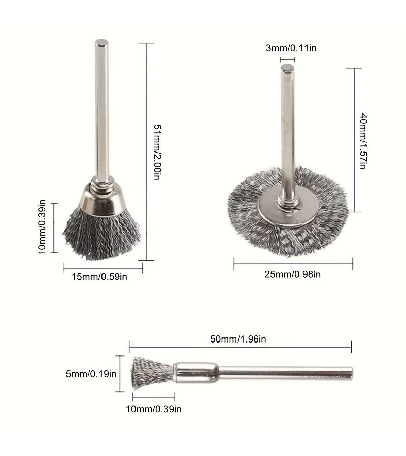 60pcs Wire Wheel Cup Brush Set For Drill Polishing Tools Crimped Die Grinder Rotary Electric Tool Long Lasting Durability Easy Cleaning - Image 2