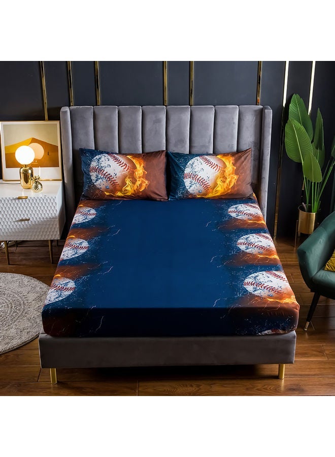 NIBEMINENT 4-Piece 3D Printed Fitted and Bed Sheet with Pillowcase polyester Multicolour 45.00 x 8.00 35.00cm - Image 5