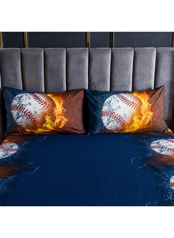 NIBEMINENT 4-Piece 3D Printed Fitted and Bed Sheet with Pillowcase polyester Multicolour 45.00 x 8.00 35.00cm - Image 3