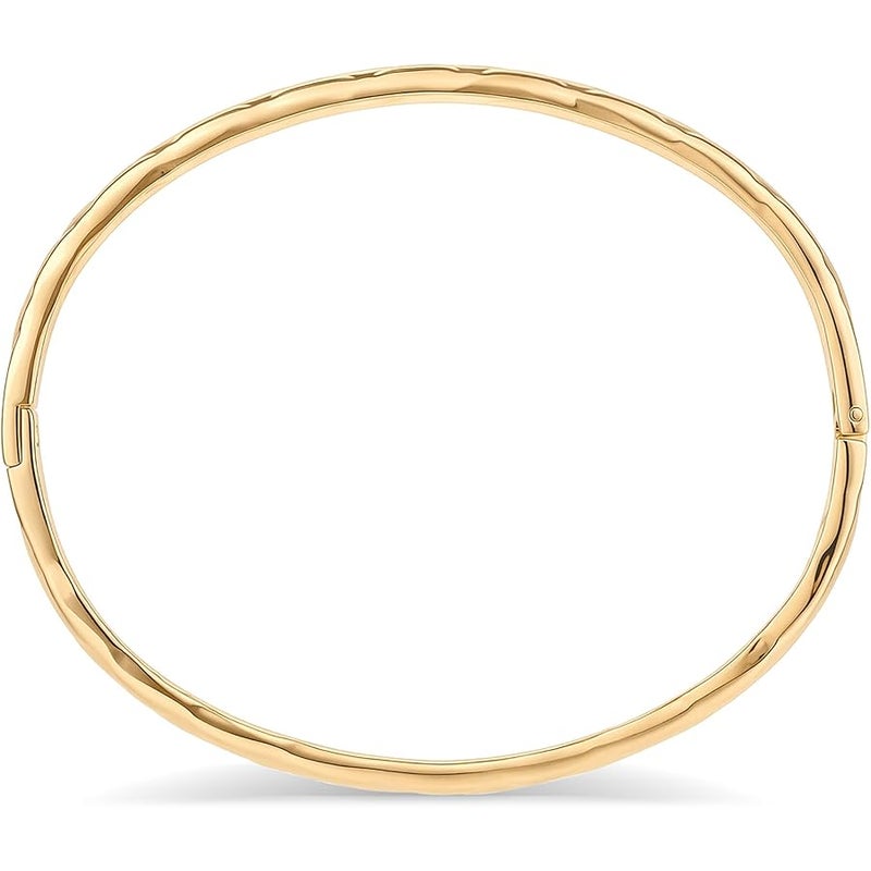 PAVOI Waterproof Bangle Bracelets for Women - 14K Gold Plated Dainty Quilted Hinged Bangle Stack - Stainless Steel Gold Bracelet Trendy Fashion Jewelry - Image 3
