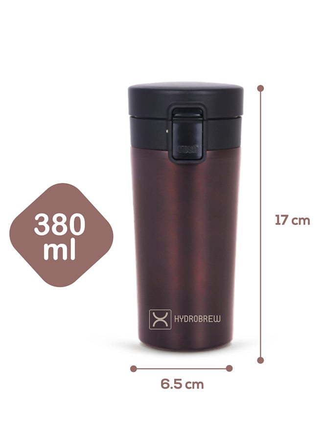 HYDROBREW زجاجة ماء معزولة بجدار مزدوج - أسود، 380 مل - Image 4
