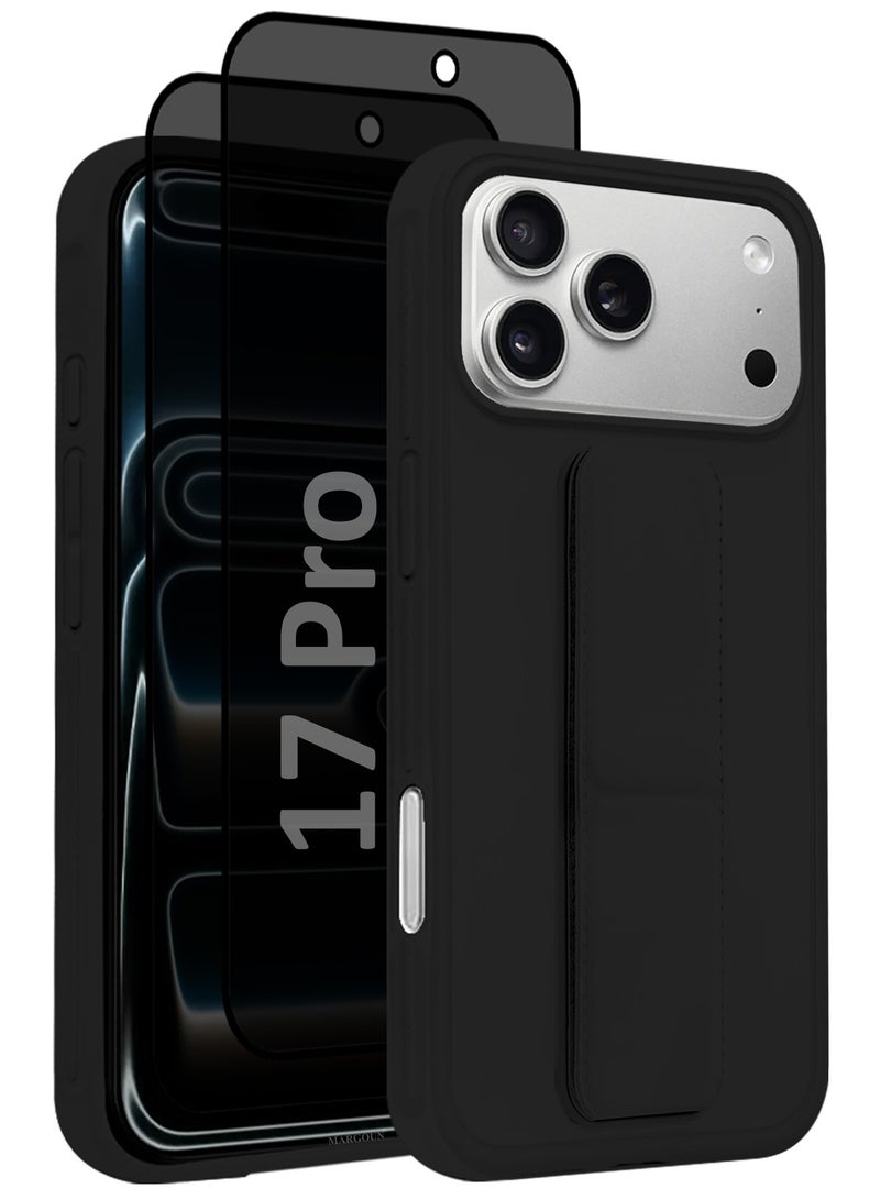 CATANES 3 Packs Premium PU Leather Case for iPhone 17 Pro with Stand Function Shockproof and Anti Scratch Finger Grip with Two Privacy Screen Protector - Image 2