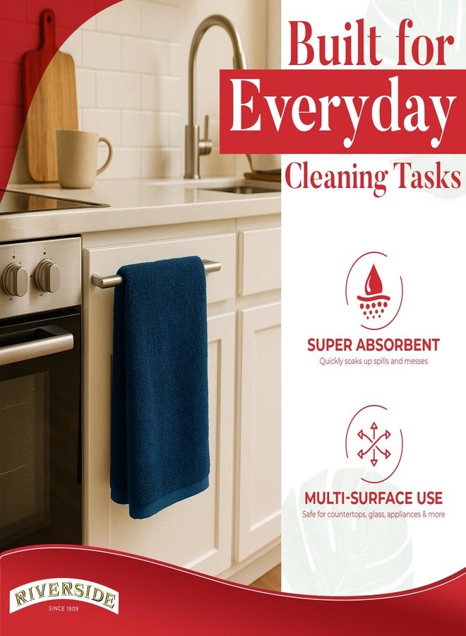 RIVERSIDE Bar Mop Towels Pack of 12, 16x19 Inches, 100% Ring Spun Cotton Terry Cloth Kitchen Towel, Highly Absorbent & Reusable Multipurpose Cleaning Rags for Bathroom, Hotel, Restaurant, Blue Opal - Image 2