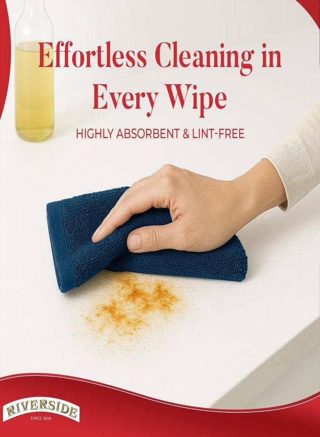 RIVERSIDE Bar Mop Towels Pack of 12, 16x19 Inches, 100% Ring Spun Cotton Terry Cloth Kitchen Towel, Highly Absorbent & Reusable Multipurpose Cleaning Rags for Bathroom, Hotel, Restaurant, Blue Opal - Image 5