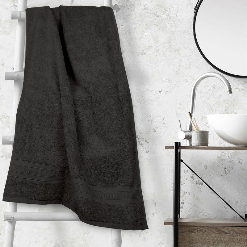 Trident منشفة حمام تريديانت سوفت كومفورت إير ريتش 100 قطن 500 جرام للمقاس الكبير للرجال والنساء 1 قطعة 69 سم × 137 سم أسود - Image 2