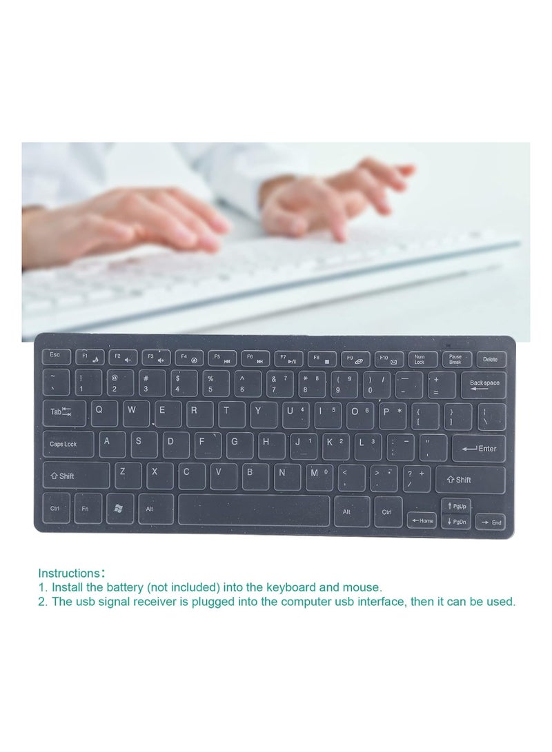 Wireless Keyboard Mouse Set, K03 81Keys Lightweight Keyboard with Silent Mini Mouse, Simple Black, for Outdoor Office (Black)  - Image 4