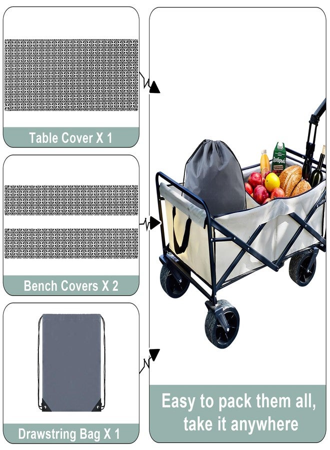 misaya Picnic Table Cover with Bench Cover, Waterproof Elastic Fitted Tablecloth for 6 Foot Tables, Rectangle Washable Polyester Tablecloths for Picnic, Camping, Outdoor (Black, 30" x 72") - Image 5