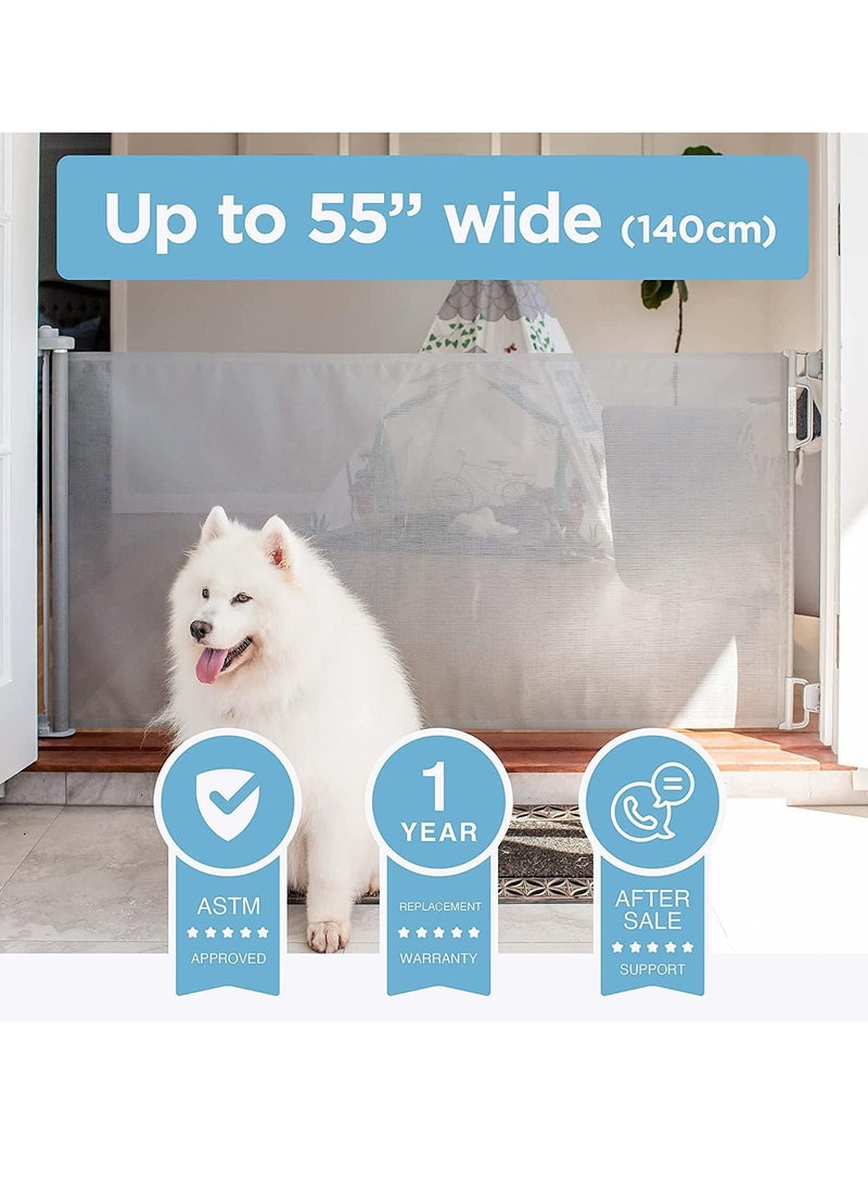 Baby Gate, Safety Gate, Retractable Stairs Telescopic Mesh, Durability Dog Gate for Kitchen Stairs Doorway (Grey, 150 * 86cm) - Image 2