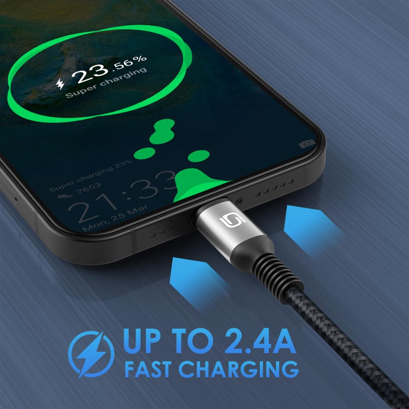 ohbox iPhone Charger Cable [Apple MFi Certified] 3Pack 6FT USB-A to Lightning Cable Nylon Braided Fast Charging Cord Compatible with iPhone 14/13/12/11 Pro Max/XR/XS/X/8/7/Plus/6S iPad/iPod/AirPods - Image 5