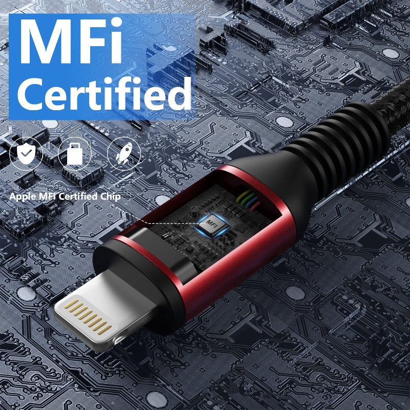 ohbox iPhone Charger Cable [Apple MFi Certified] 3Pack 6FT USB-A to Lightning Cable Nylon Braided Fast Charging Cord Compatible with iPhone 14/13/12/11 Pro Max/XR/XS/X/8/7/Plus/6S iPad/iPod/AirPods - Image 2