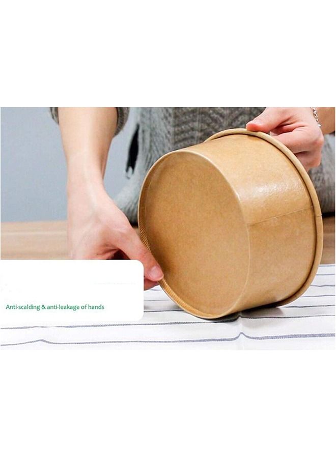 SNH Kraft Salad Bowl 1300ml Bio Disposable Bowl Brown With Lid 50 Pieces - Image 5