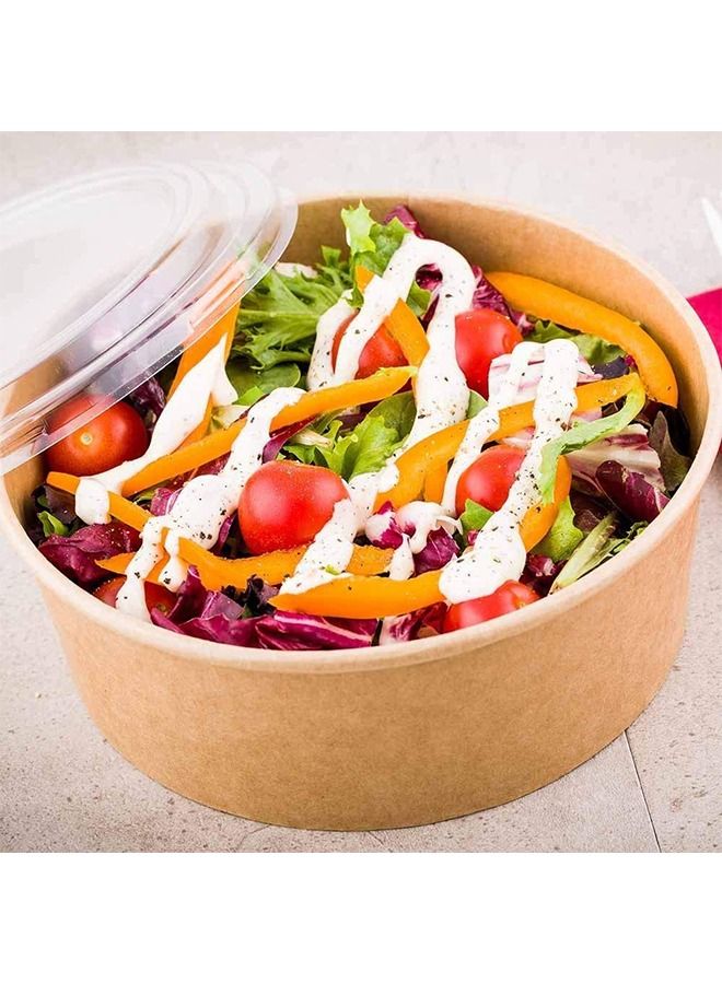 SNH Kraft Salad Bowl 1300ml Bio Disposable Bowl Brown With Lid 50 Pieces - Image 3
