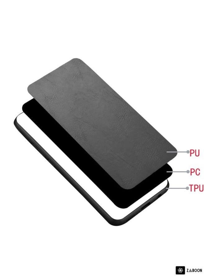Zaboon Protective Case Cover For vivo V21e Shockproof Sewing Cow Skin Texture PC + PU + TPU Case  - Image 4