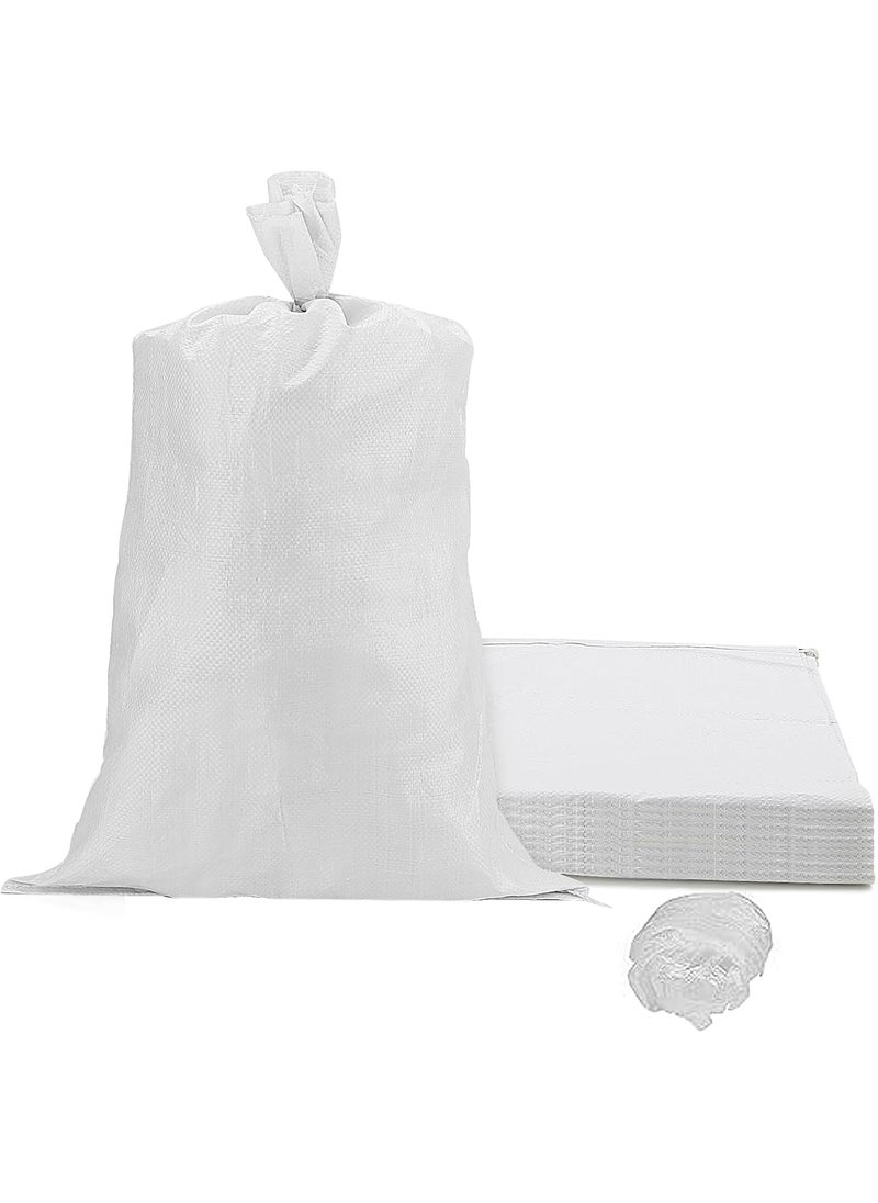 SHEUTSAN SHEUTSAN 40 PCS 18 x 30 Inch White Sandbags Empty Polypropylene Sandbags Woven Sand Bags with White Tying Rope for Flood Control Hurricane Barriers  - Image 1
