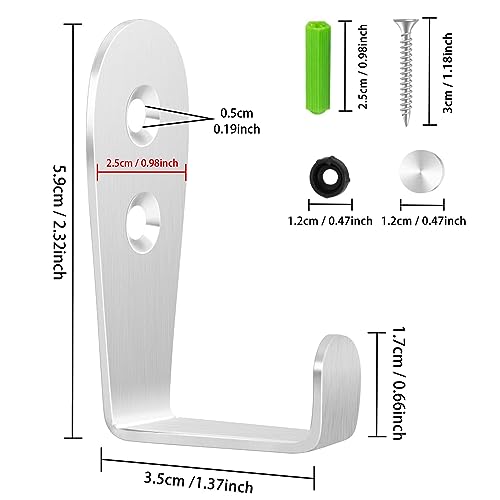 CGBE Coat Hooks for Wall, Stainless Steel Heavy Duty Outdoor Hooks for Hanging Towel No Rust Outside Towel Hooks Wall Mounted with Screws and Anchor for Key, Towel, Bags, Cup, Hat (4 Pack Silver) - Image 2