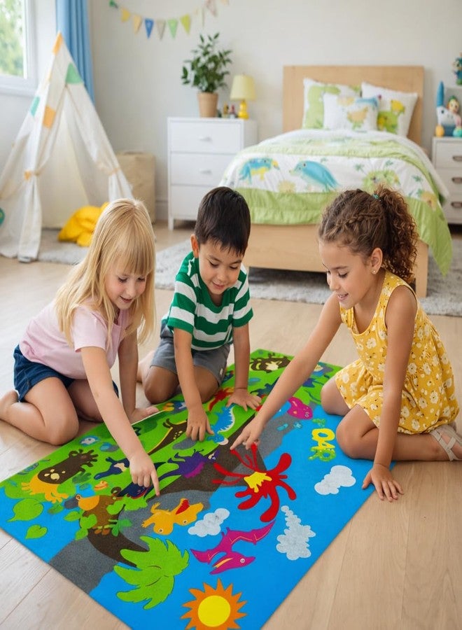 Shrandi Dinosaur Felt-Board Story Set – 37Pcs 3.5Ft Wall Hanging Flannel Board with Felt Dinosaurs, Volcano & Ancient Animal Theme | Early Learning Interactive Play Kit for Cognitive Developme - Image 4