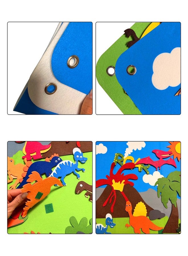 Shrandi Dinosaur Felt-Board Story Set – 37Pcs 3.5Ft Wall Hanging Flannel Board with Felt Dinosaurs, Volcano & Ancient Animal Theme | Early Learning Interactive Play Kit for Cognitive Developme - Image 3