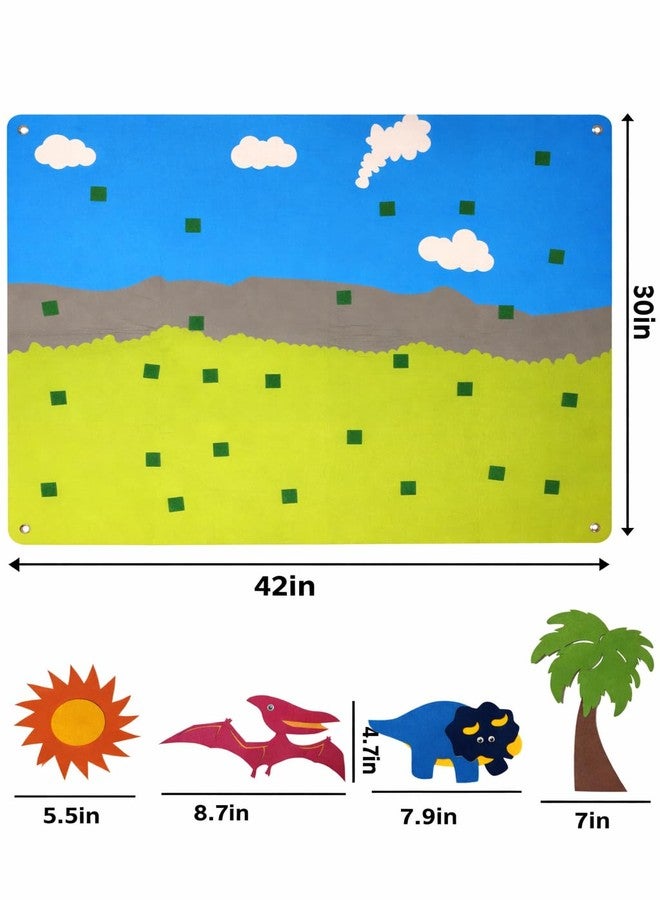 Shrandi Dinosaur Felt-Board Story Set – 37Pcs 3.5Ft Wall Hanging Flannel Board with Felt Dinosaurs, Volcano & Ancient Animal Theme | Early Learning Interactive Play Kit for Cognitive Developme - Image 2