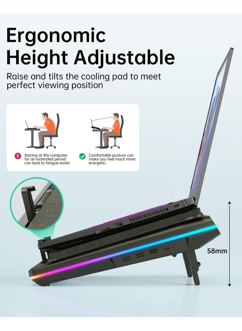 llano V12 RGB Powerful Turbo Fan 2800RPM Laptop Cooler with 5.5 Inch, Fast Cooling Laptop 15.6-21in, Adjustable Speed, Touch Control, LCD Screen, Black. - Image 4