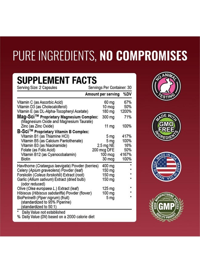 أبروفد ساينس بلودسايل معتمد علميًا - يدعم تدفق الدم - توت الزعرور، المغنيسيوم، بيوبيرين - نباتي - 60 كبسولة - عبوة من قطعة واحدة - Image 4