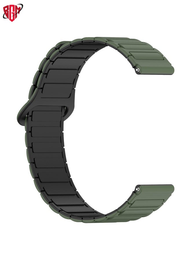 BGM Watch Band Strap For Garmin Venu 3S Dual Color Magnetic Buckle 18mm Silicone Watch Band(Green+Black)  - Image 4