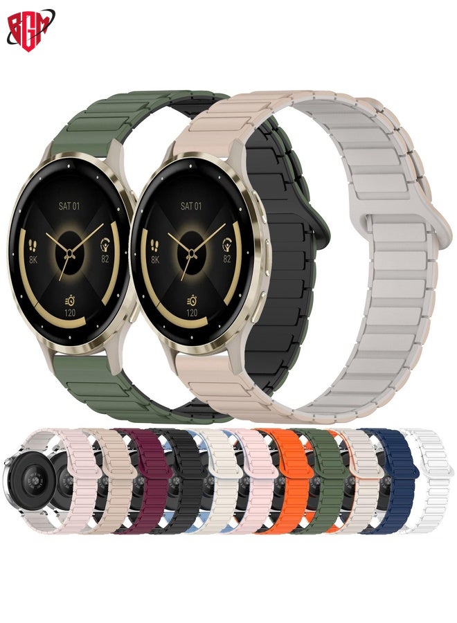 BGM Watch Band Strap For Garmin Venu 3S Dual Color Magnetic Buckle 18mm Silicone Watch Band(Green+Black)  - Image 5