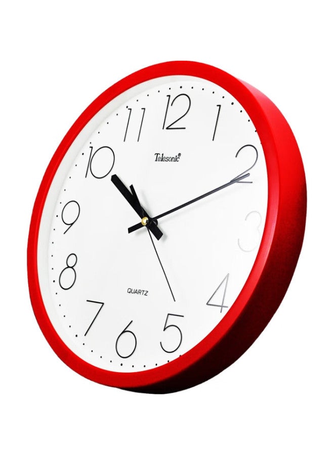Telesonic Modern Minimalist Silent Round Quartz Wall Clock Q7703-4 Red 35Cm - Image 3