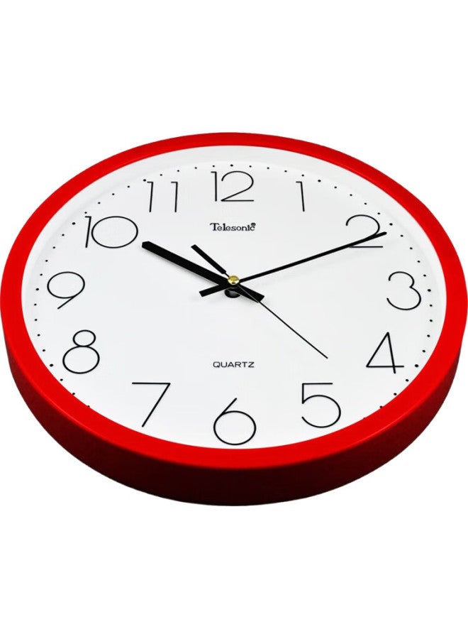 Telesonic Modern Minimalist Silent Round Quartz Wall Clock Q7703-4 Red 35Cm - Image 1