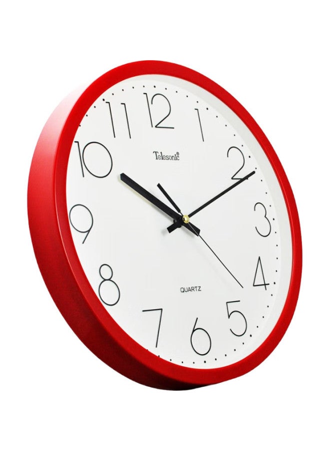 Telesonic Modern Minimalist Silent Round Quartz Wall Clock Q7703-4 Red 35Cm - Image 2