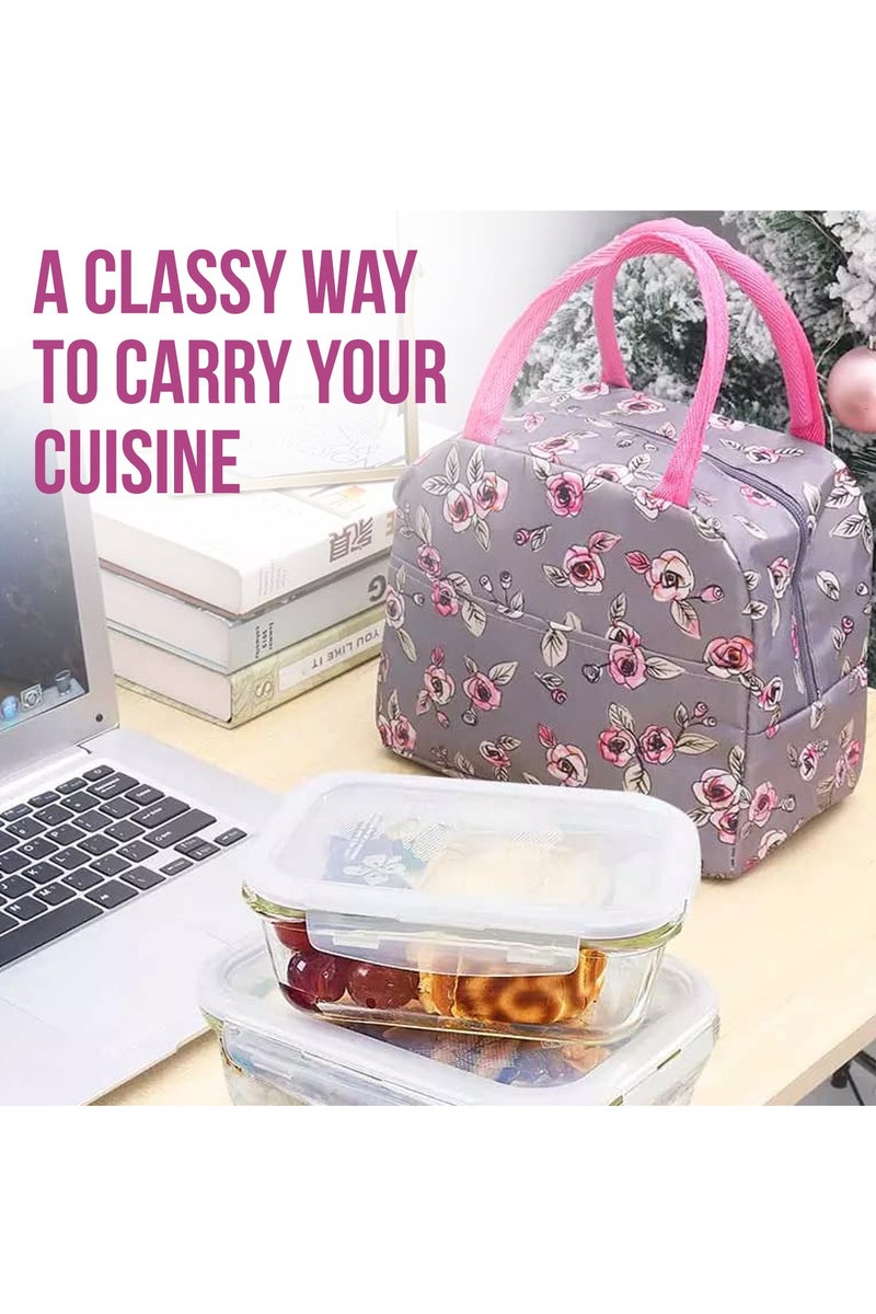 تيديلين حقيبة غداء وردية اللون (رمادية) - حقيبة معزولة مقاومة للماء وقابلة لإعادة الاستخدام للأطفال أو البالغين، مثالية لصناديق الغداء، وصناديق تيفين، والنزهات، والعمل، أو المدرسة - Image 2