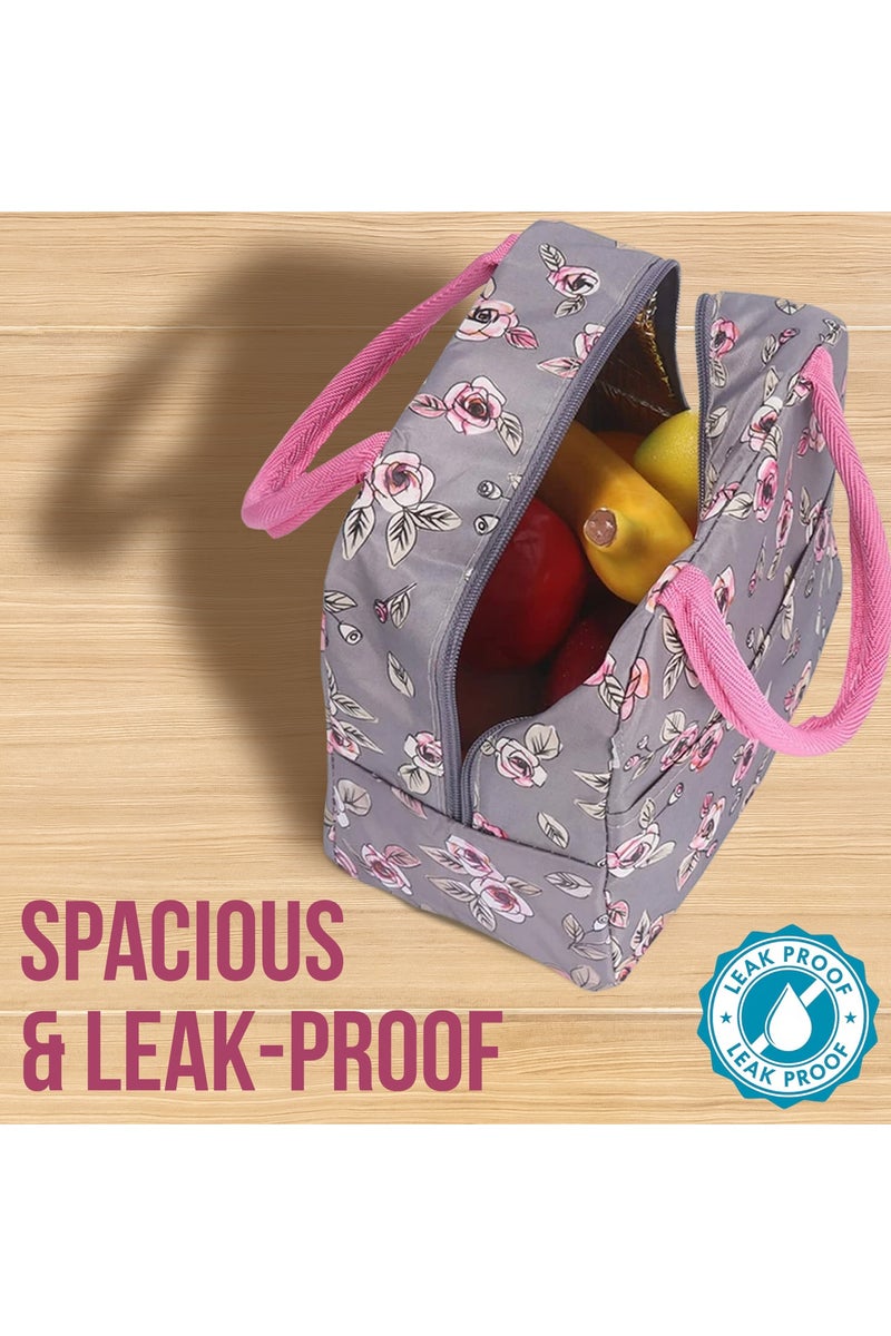 تيديلين حقيبة غداء وردية اللون (رمادية) - حقيبة معزولة مقاومة للماء وقابلة لإعادة الاستخدام للأطفال أو البالغين، مثالية لصناديق الغداء، وصناديق تيفين، والنزهات، والعمل، أو المدرسة - Image 4