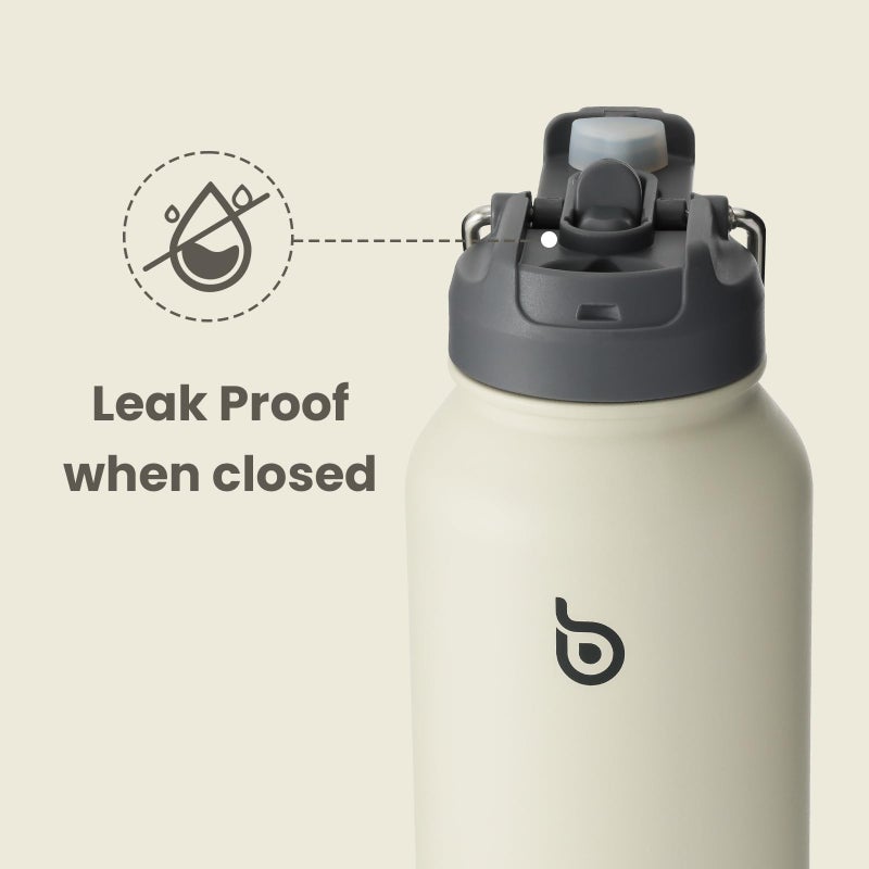 BOTTLE BOTTLE 32 oz Insulated Water Bottle Stainless Steel Sport Water Bottle with Straw Dual-use Lid Design for Gym with Pill Box (gray) - Image 4