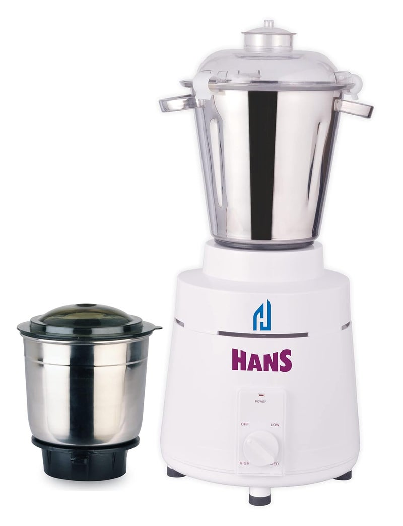 HANS Dominar 1400 Watts 2 HP Commercial Mixer Grinder, 100% Copper Motor, 2.5 litre And 1 Litre Stainless Steel Jars, Heavy Duty Color White - Image 1