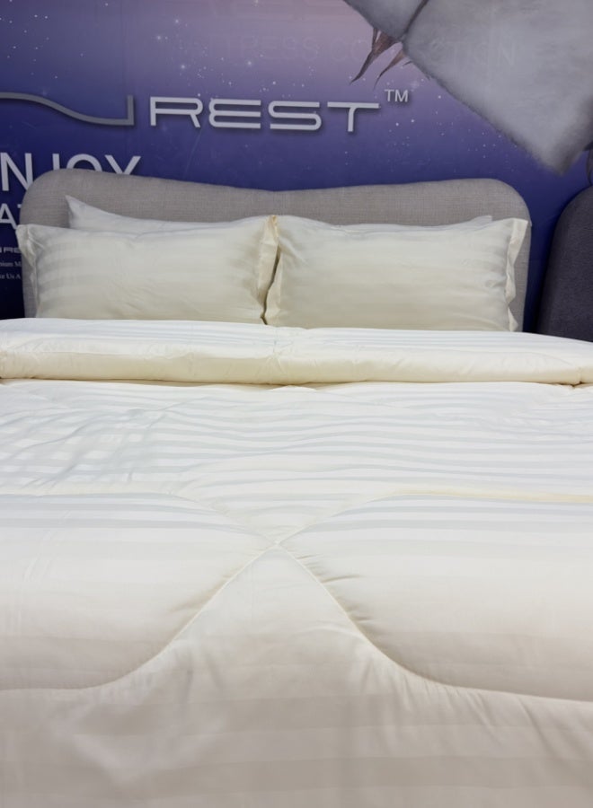 INREST Royal Line Cream King Comforter Set – 6 Pieces Hotel Stripe Bedding – Comforter 230×250 cm - Image 4