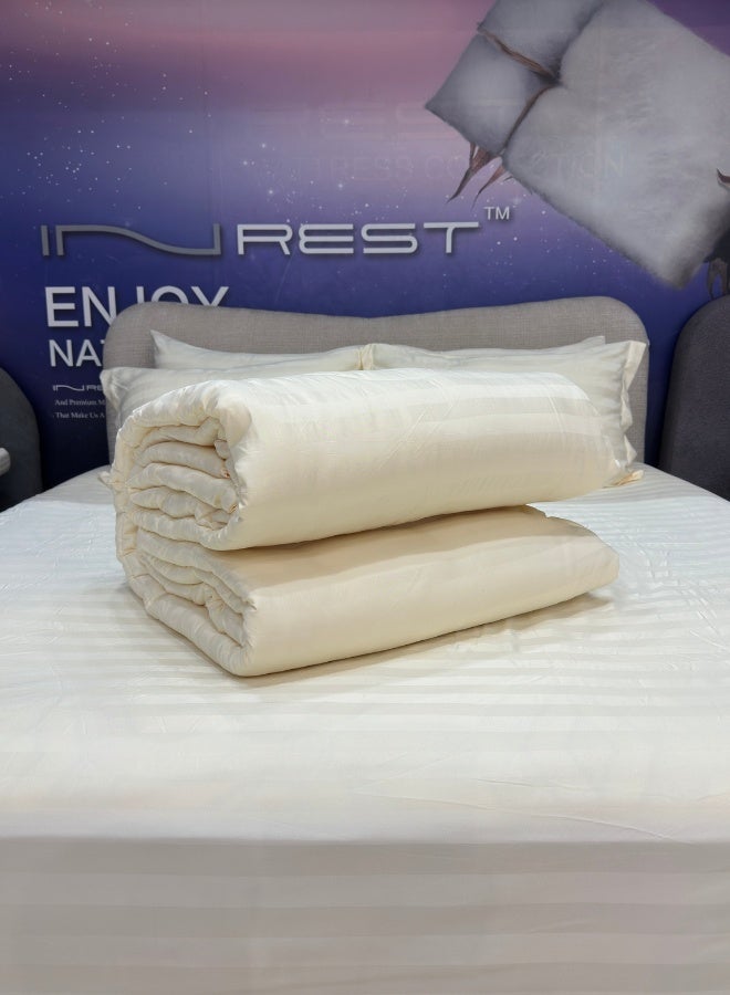 INREST Royal Line Cream King Comforter Set – 6 Pieces Hotel Stripe Bedding – Comforter 230×250 cm - Image 5