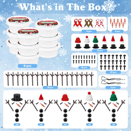 Outivity 9 Pack Build a Modeling Clay Snowman Kit Winter DIY Crafts for Kids Snowman Craft Kit for Indoor Classroom Activities - Image 5