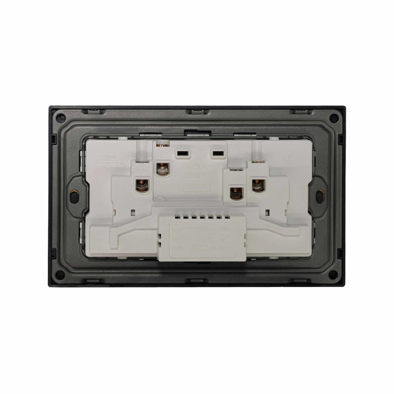 دونماركو مقبس حائط مزدوج MF فائق الرقة 13A مع منافذ USB + Type-C (5V 2.1A) – تصميم بلاستيكي أنيق للمنازل والمكاتب باللون الرمادي غير اللامع - Image 4