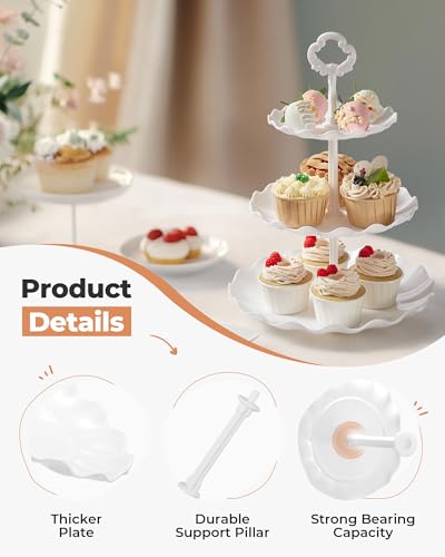 Kootek Dessert Cupcake Stand 5pcs Dessert Table Display Set 3 Tiered Cup Cake Holder Tower Stand Riser Cookie Serving Trays for Wedding Tea Party Birthday Baby Shower - Image 3