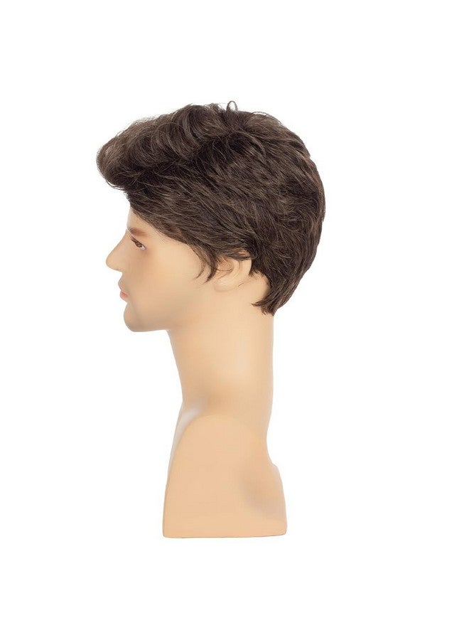 Swiking Brown Wigs for Men Short Layered Cosplay Costume Party Natural Hair for Male Guy Synthesis Full Wig (Brown) - Image 4