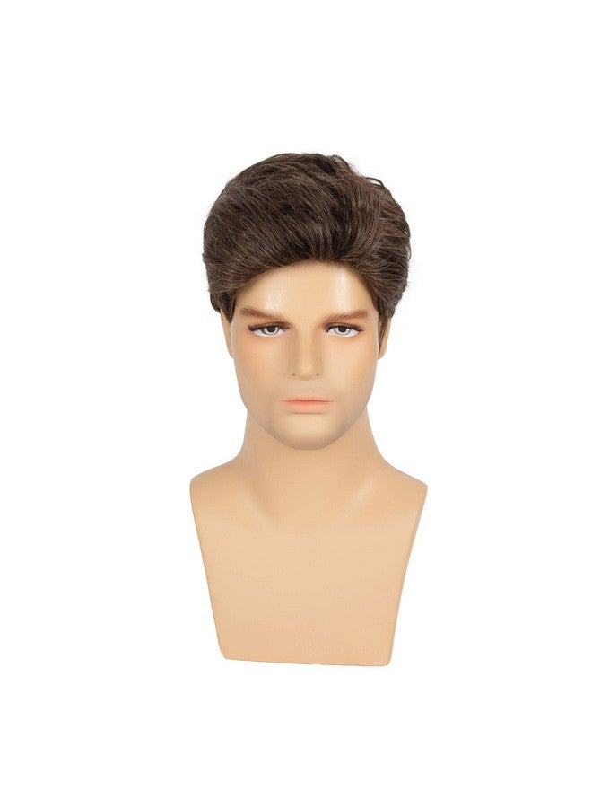 Swiking Brown Wigs for Men Short Layered Cosplay Costume Party Natural Hair for Male Guy Synthesis Full Wig (Brown) - Image 2