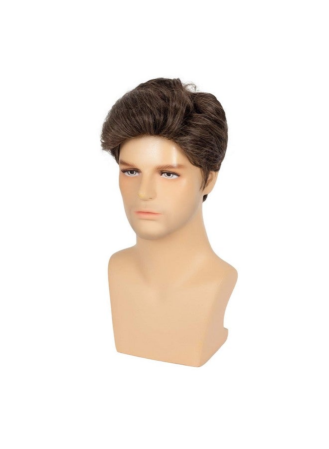 Swiking Brown Wigs for Men Short Layered Cosplay Costume Party Natural Hair for Male Guy Synthesis Full Wig (Brown) - Image 3