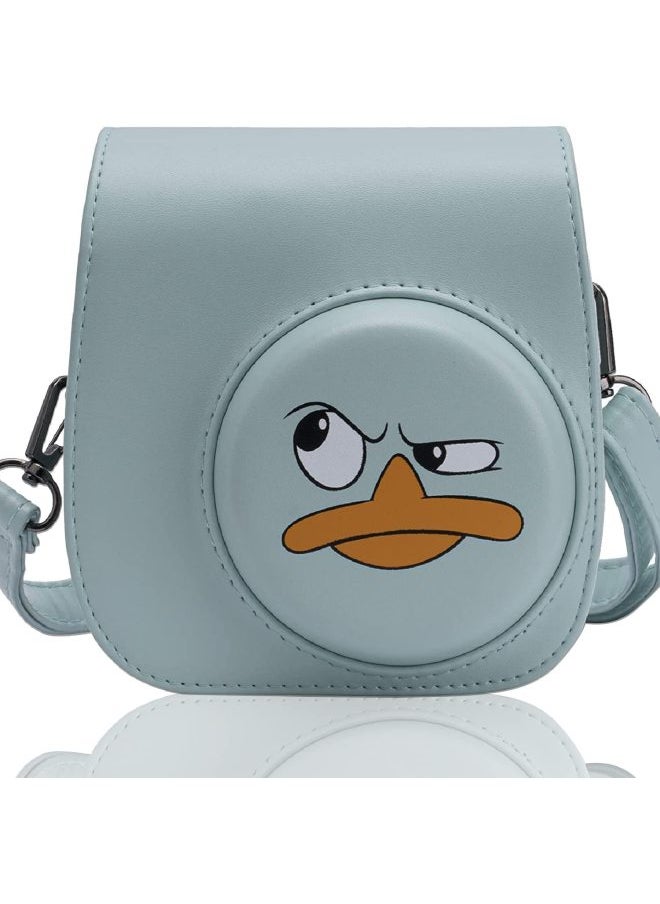 Generic Cartoon Gray Bear Polaroid Mini8/9/11 Universal Camera Bag PU Camera Bag Shoulder/diagonal Bag-Color:Green Bottom Duckbill  - Image 1