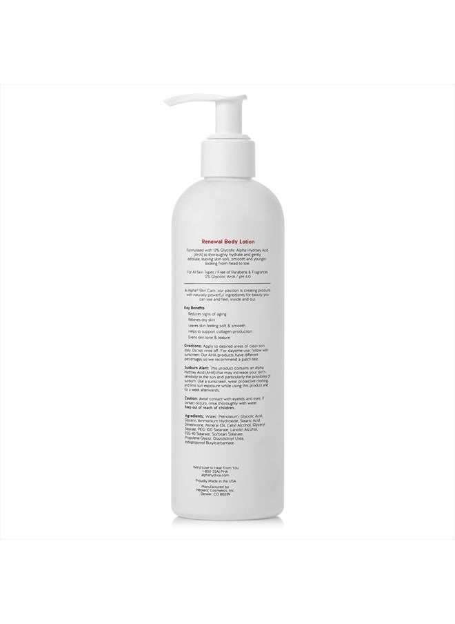 Alpha - Skin Care Revitalizing Body Lotion with 12% Glycolic AHA, Simple and Effective Multi-Purpose Daily Moisturizer Hydrates and Exfoliates with Anti-Aging, 12 Oz - Image 1