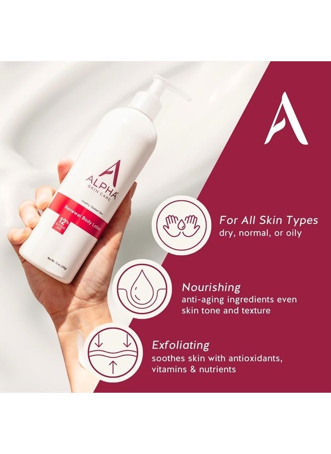 Alpha - Skin Care Revitalizing Body Lotion with 12% Glycolic AHA, Simple and Effective Multi-Purpose Daily Moisturizer Hydrates and Exfoliates with Anti-Aging, 12 Oz - Image 1