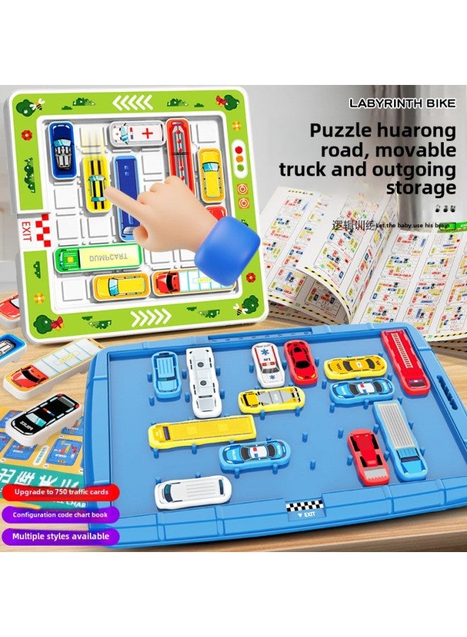 Children's Car Moving Out Of The Library Car Huarong Road Thinking Training Kindergarten Toys Racing Car Breakthrough Problem Solving Entry Toys-Color:【chinese Color Box】 12 Challenge Questions - Moving The Car Out Of The Warehouse (13 Cars) 340g - Image 2